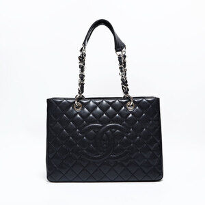CHANEL GST Caviar 1 2010-2011 Coco Mark Chain Tote Shoulder Bag Black WS22798
